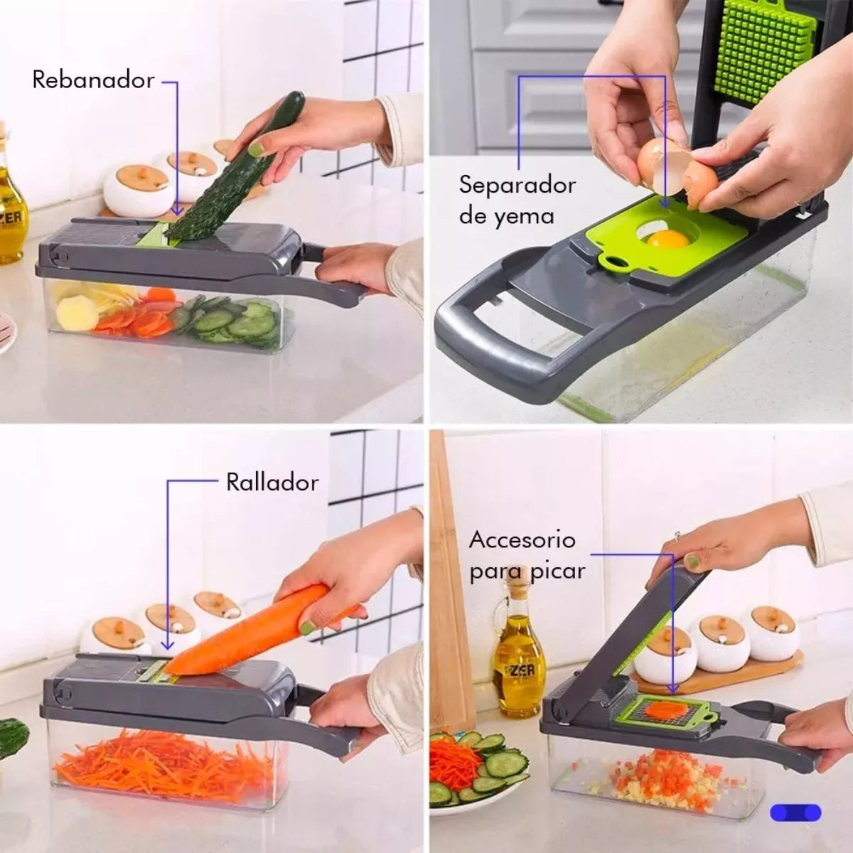 Picador de Verduras Multifuncional 15-en-1 – Corta, Pica y Rebana en Segundos